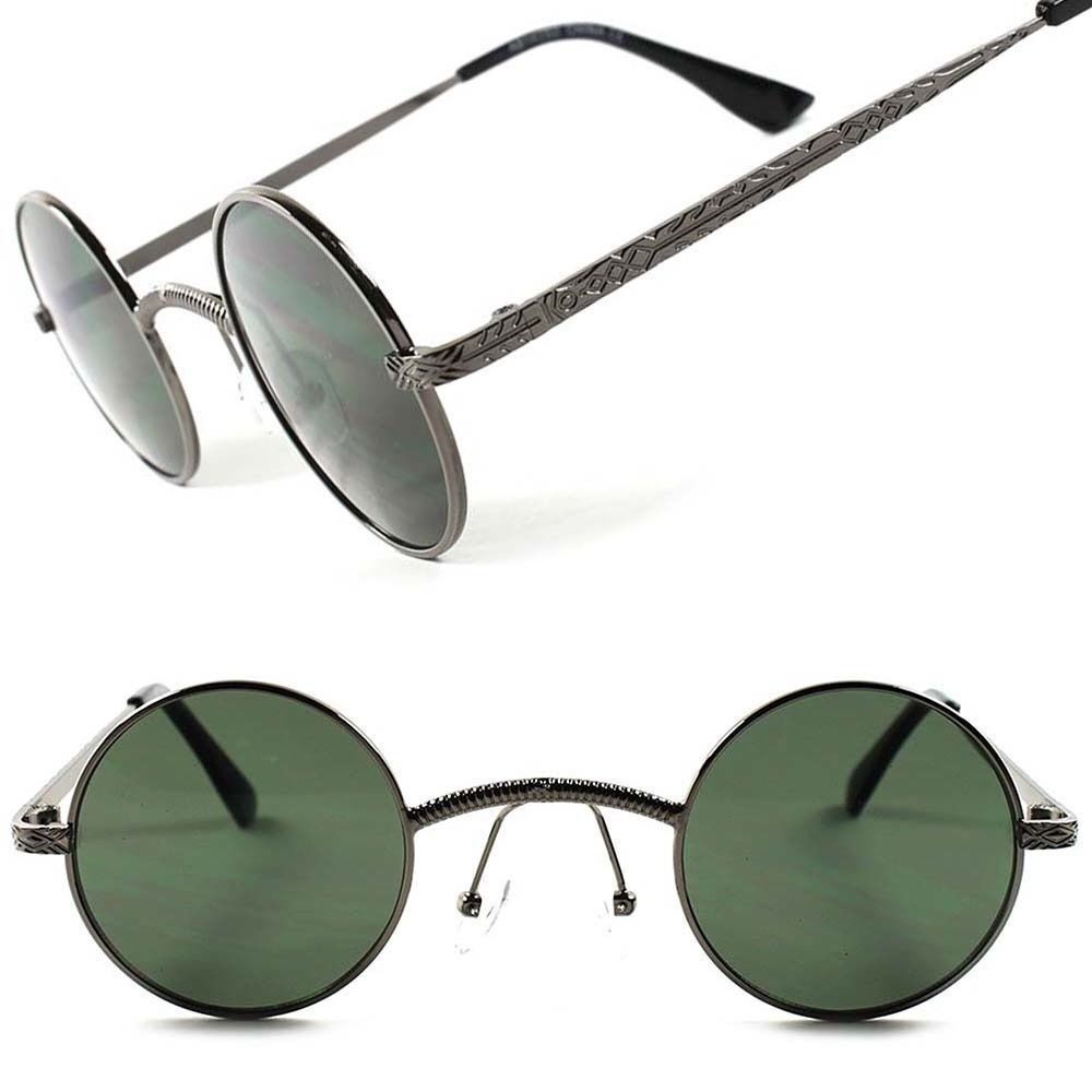 Green Lens Old Vintage Retro Fashion Hippie Lennon Mens Womens Round Sunglasses